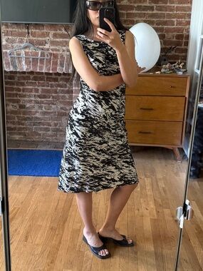 rag & bone Black and White abstract zebra Printed Sleeveless Midi Dress Size 2 S